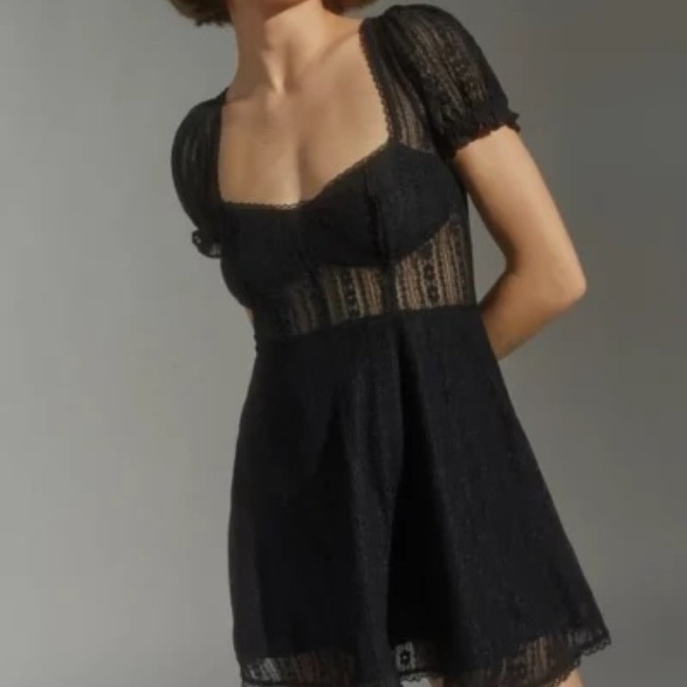 NWOT UO Roxie Lace Mini Dress Black XS